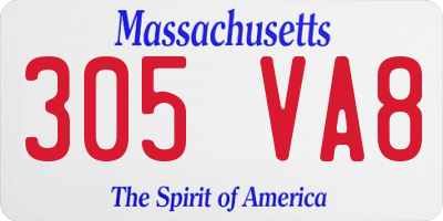 MA license plate 305VA8