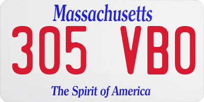 MA license plate 305VB0