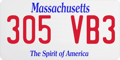 MA license plate 305VB3
