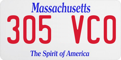 MA license plate 305VC0
