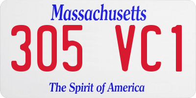 MA license plate 305VC1