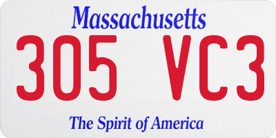 MA license plate 305VC3