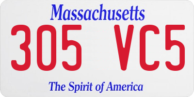 MA license plate 305VC5