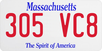 MA license plate 305VC8