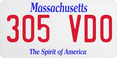 MA license plate 305VD0