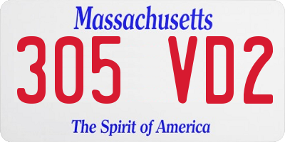 MA license plate 305VD2