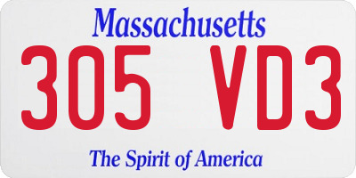 MA license plate 305VD3