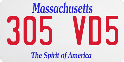 MA license plate 305VD5