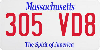MA license plate 305VD8