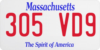 MA license plate 305VD9