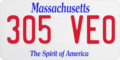 MA license plate 305VE0