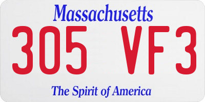 MA license plate 305VF3