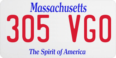 MA license plate 305VG0