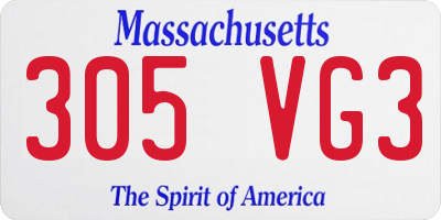 MA license plate 305VG3