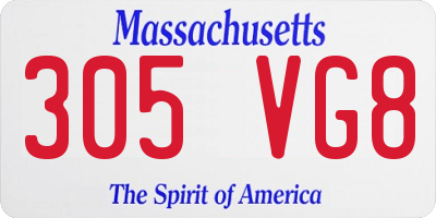 MA license plate 305VG8