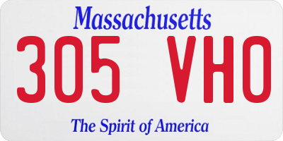 MA license plate 305VH0