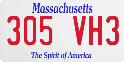 MA license plate 305VH3