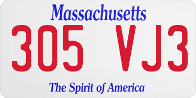 MA license plate 305VJ3