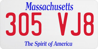MA license plate 305VJ8