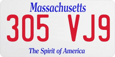 MA license plate 305VJ9