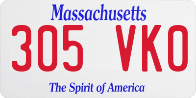 MA license plate 305VK0