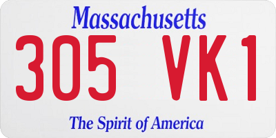 MA license plate 305VK1