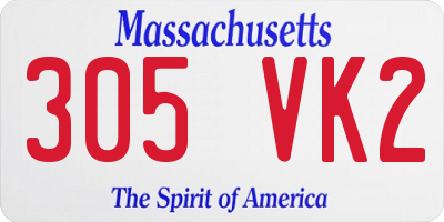 MA license plate 305VK2