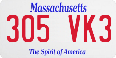 MA license plate 305VK3