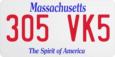 MA license plate 305VK5