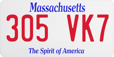 MA license plate 305VK7