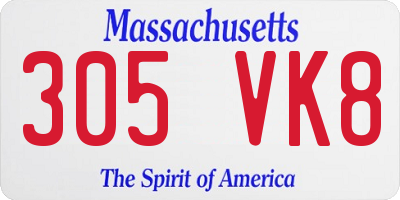 MA license plate 305VK8