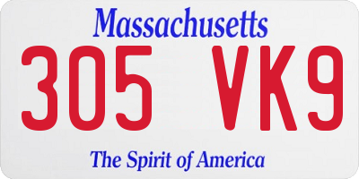 MA license plate 305VK9