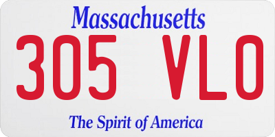MA license plate 305VL0