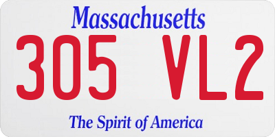 MA license plate 305VL2