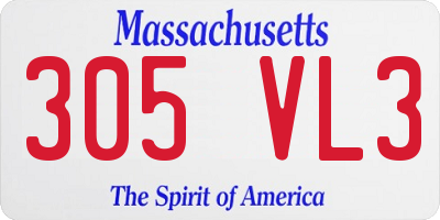 MA license plate 305VL3