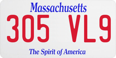 MA license plate 305VL9