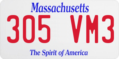 MA license plate 305VM3
