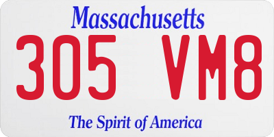 MA license plate 305VM8