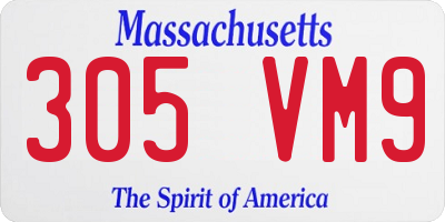 MA license plate 305VM9