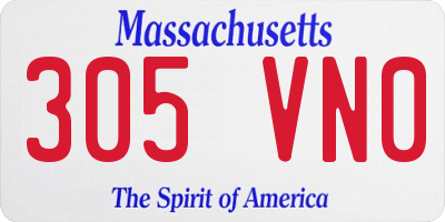 MA license plate 305VN0