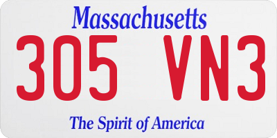 MA license plate 305VN3