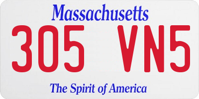 MA license plate 305VN5