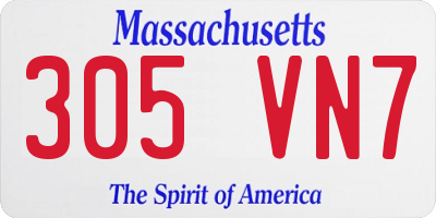 MA license plate 305VN7