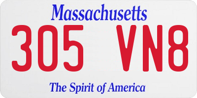 MA license plate 305VN8
