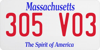 MA license plate 305VO3