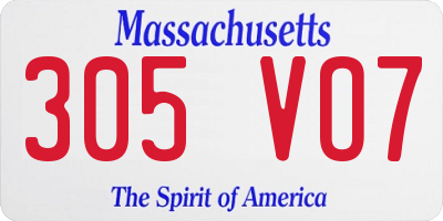 MA license plate 305VO7