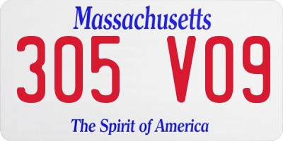 MA license plate 305VO9