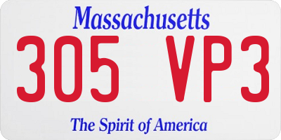 MA license plate 305VP3