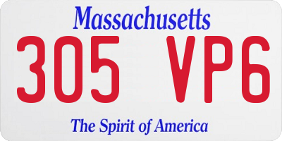 MA license plate 305VP6
