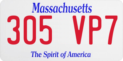 MA license plate 305VP7